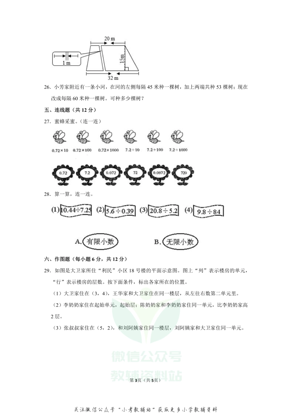 2020-2021学年山东省济南市五年级（上）期末数学试卷（二）（无答案）_第3页