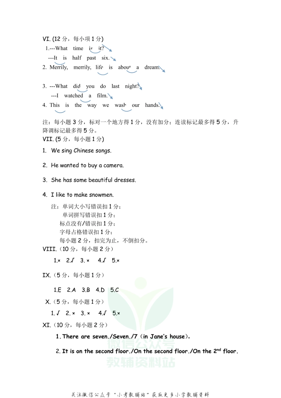 河北省邯郸市永年区英语六年级第一学期期末试题 2020-2021学年（冀教版三起）答案_第2页