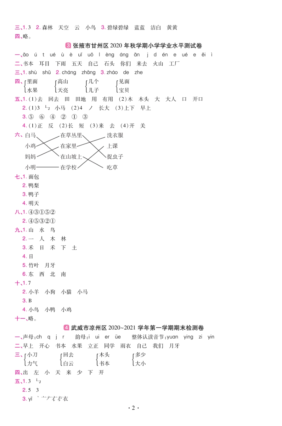 22版小学教材帮语文RJ1上试卷答案甘肃专用_第2页