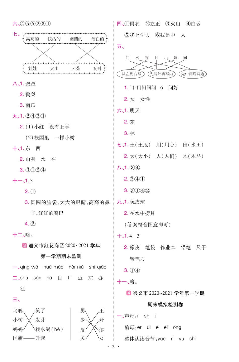 22版小学教材帮语文RJ1上试卷答案贵州专用_第2页