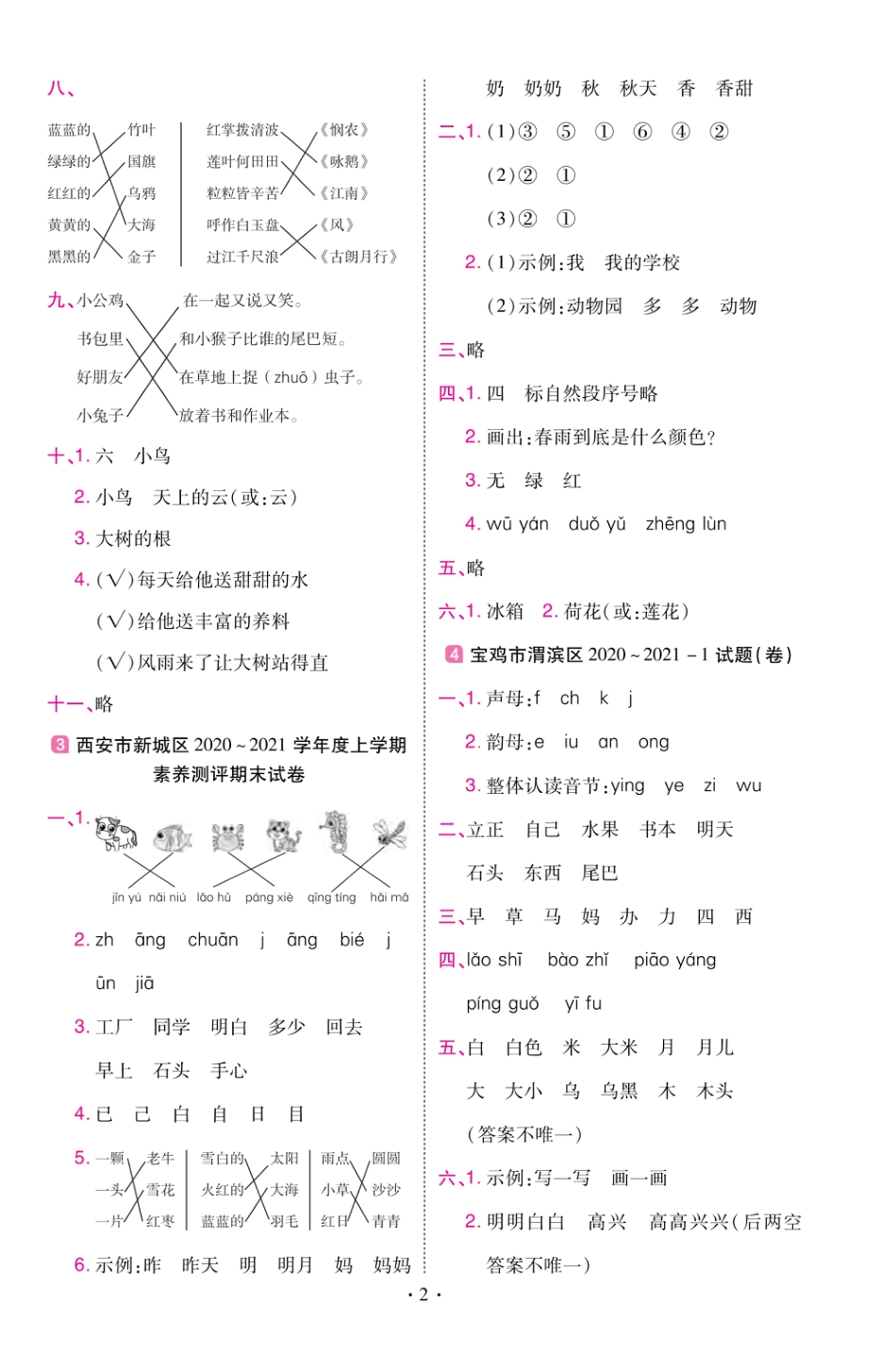 22版小学教材帮语文RJ1上试卷答案陕西专用_第2页