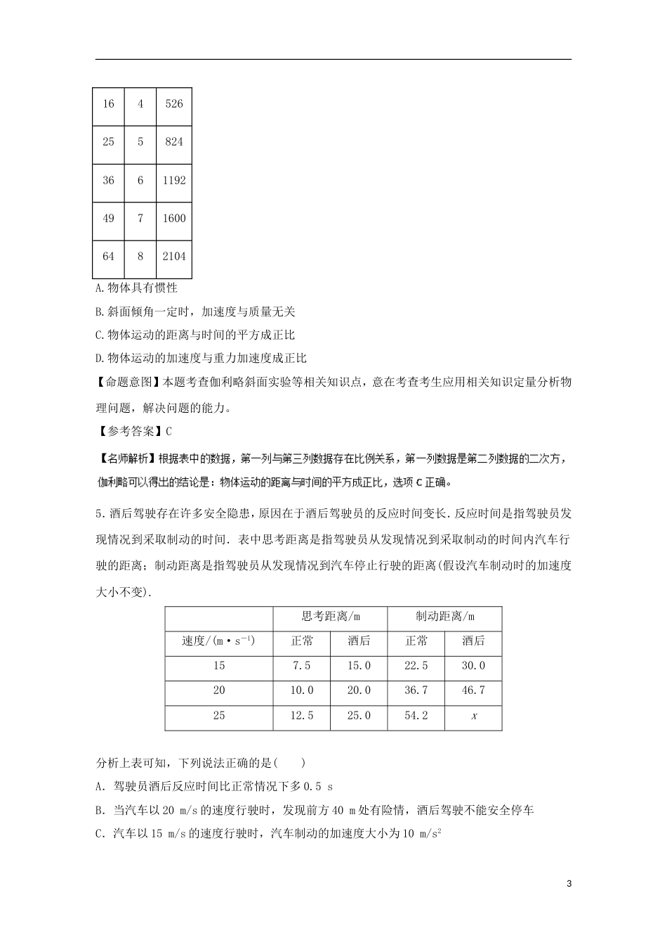 高考物理二轮复习考点千题精练第一章直线运动专题表格信息问题_第3页