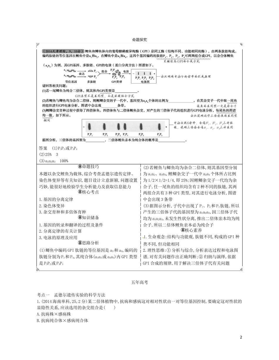 高考生物一轮复习专题基因的分离定律讲学案_第2页