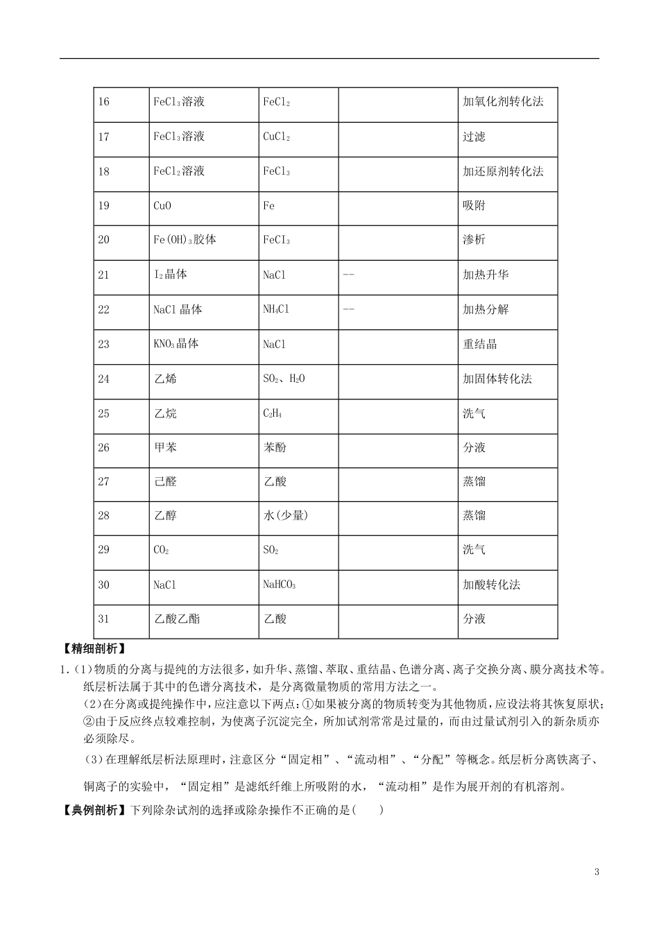 高中化学最易错考点系列考点物质的分离提纯和除杂新人教必修_第3页