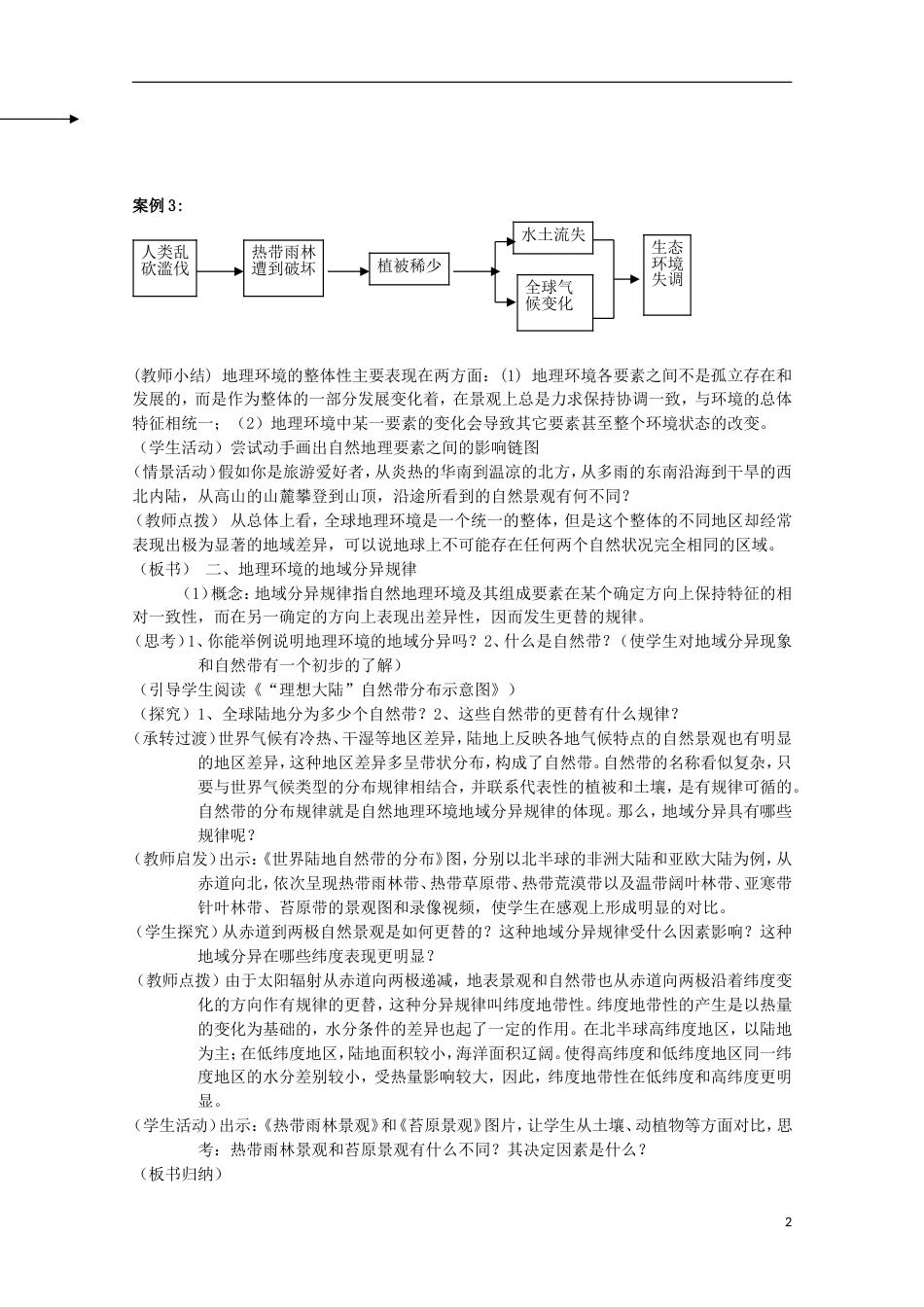 高中地理第三章地理环境的整体性和区域差异3.2地理环境的整体性和地域差异教案中图版必修1_第2页