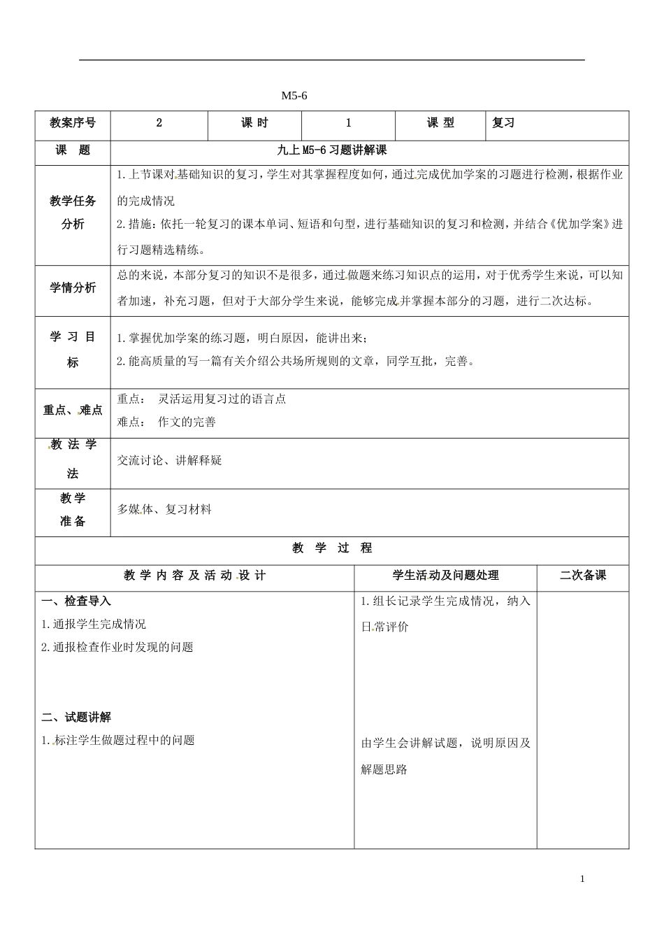 高新技术产业开发九年级英语上册Module56复习教案_第1页