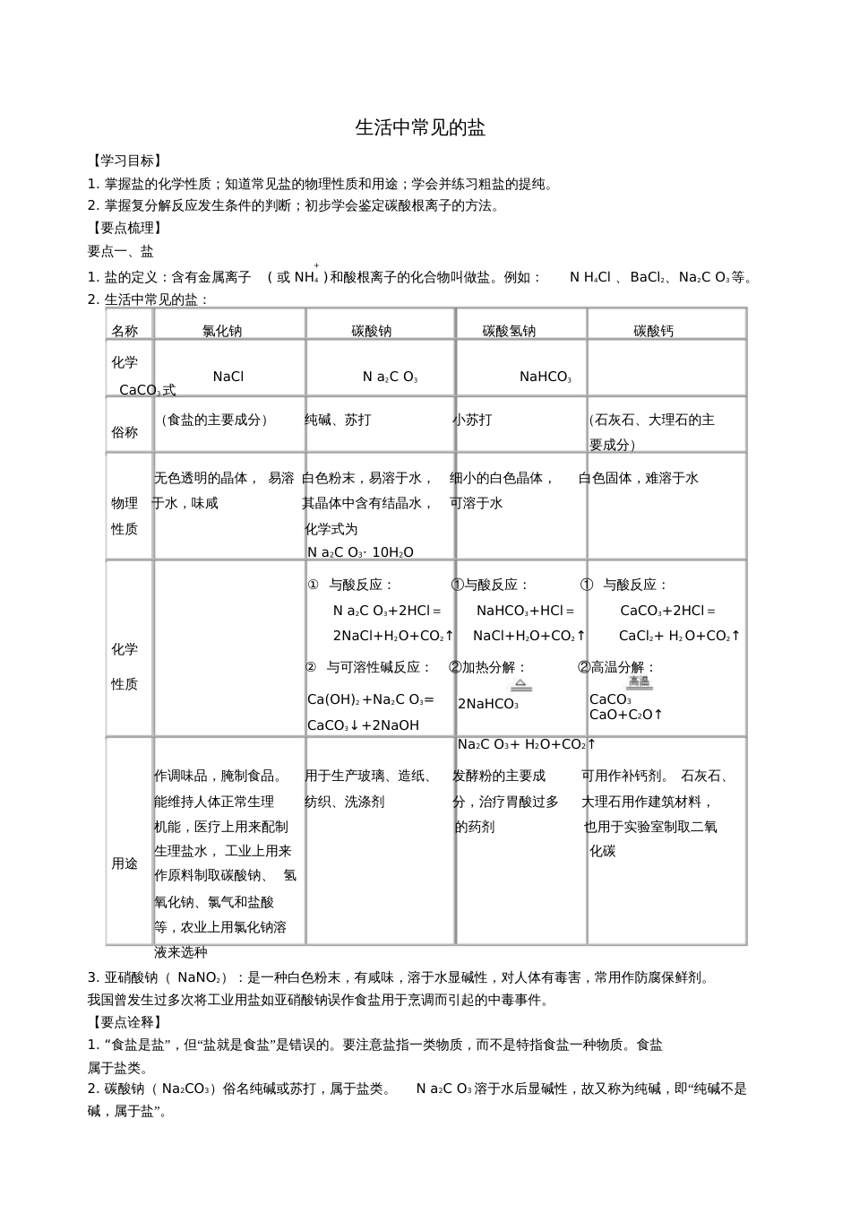 2018学年九年级化学下册《生活中常见的盐》知识点归纳总结+例题演练(含解析)(新版)新人教版_第1页