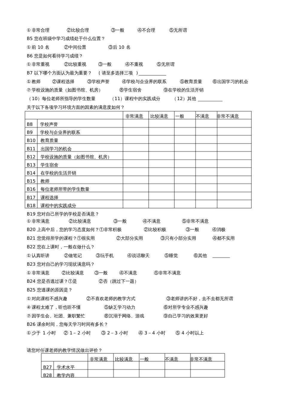 高中生生活和学习情况调查问卷_第2页