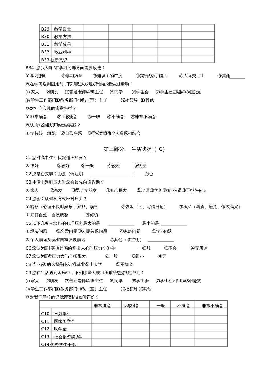 高中生生活和学习情况调查问卷_第3页