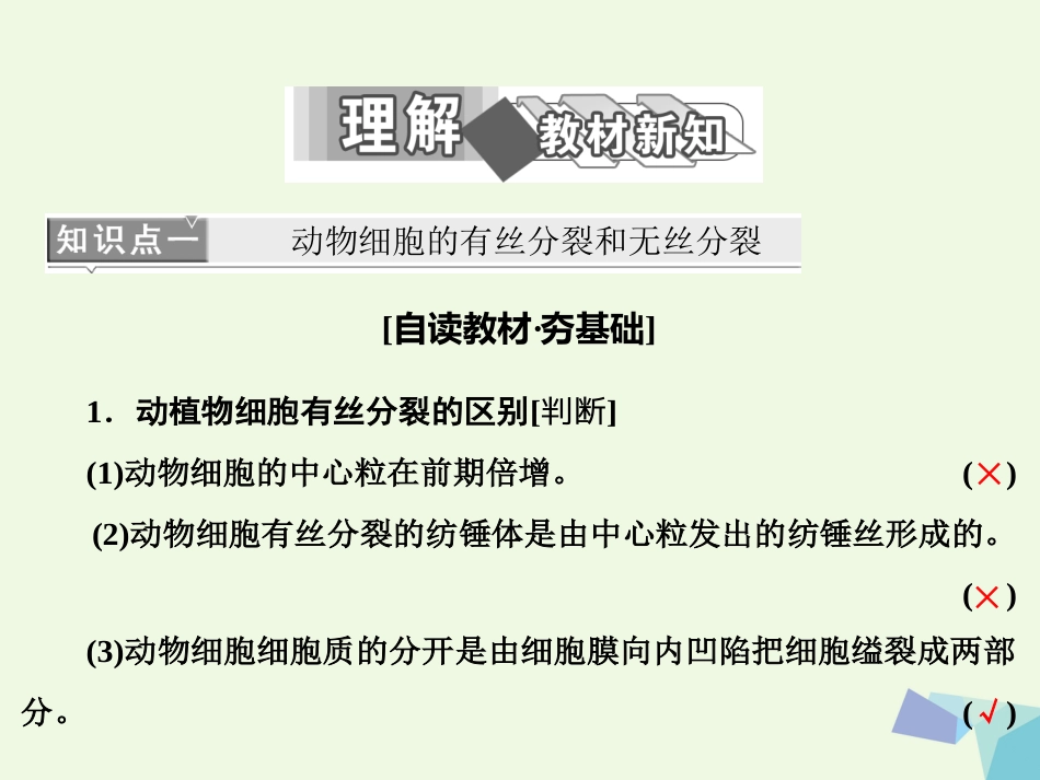 高中生物 第6章 细胞的生命历程 第节 细胞的增殖（第课时）动物细胞的有丝分裂无丝分裂观察根尖分生组织细胞的有丝分裂课件 新人教版必修_第2页