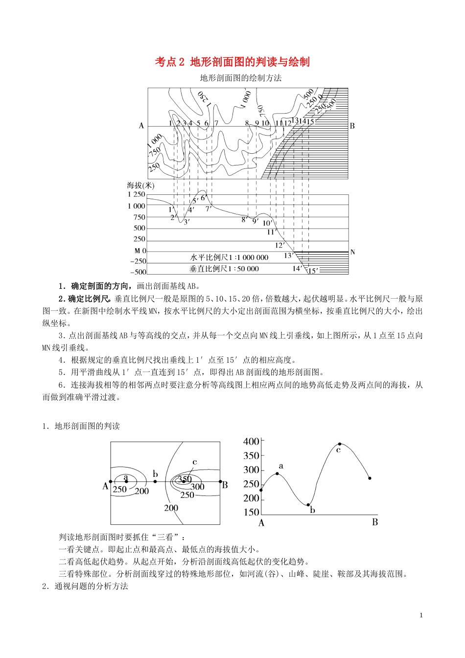 高中地理最困难考点系列考点地形剖面图的判读与绘制新人教必修_第1页