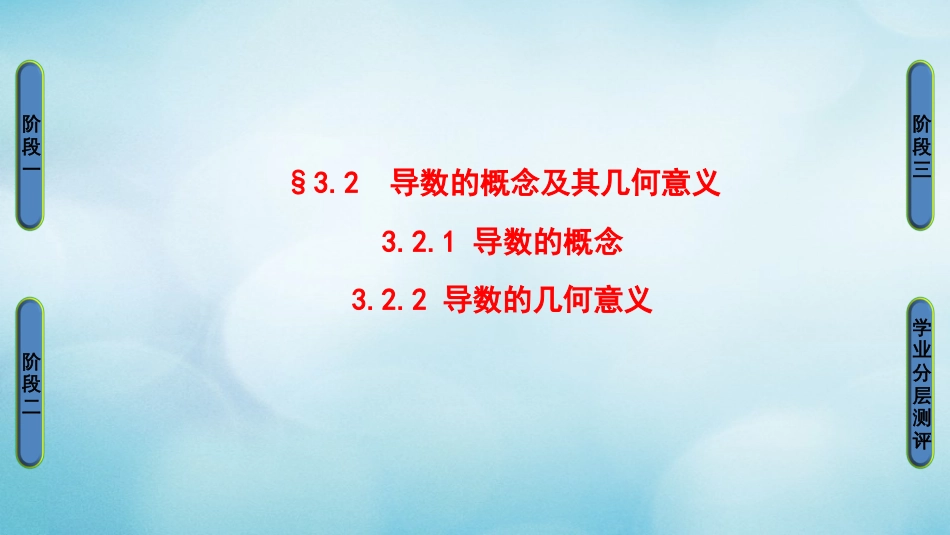 高中数学 第三章 变化率与导数 3.2.1 导数的概念 3.2.2 导数的几何意义课件 北师大版选修1_第1页