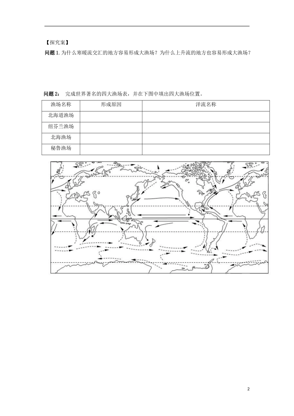 高中地理第三章地球上的水第二节大规模的海水运动时洋流对地理环境的影响导学案新人教必修_第2页