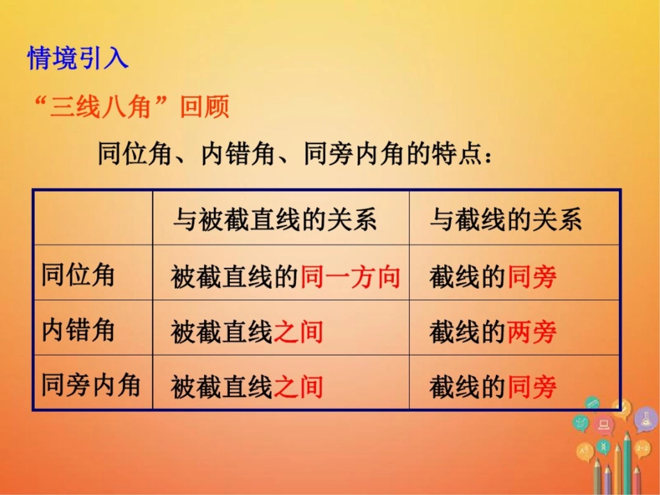 2017-2018学年八年级数学上册7.3平行线的判定课件(新版)北师大版_第2页