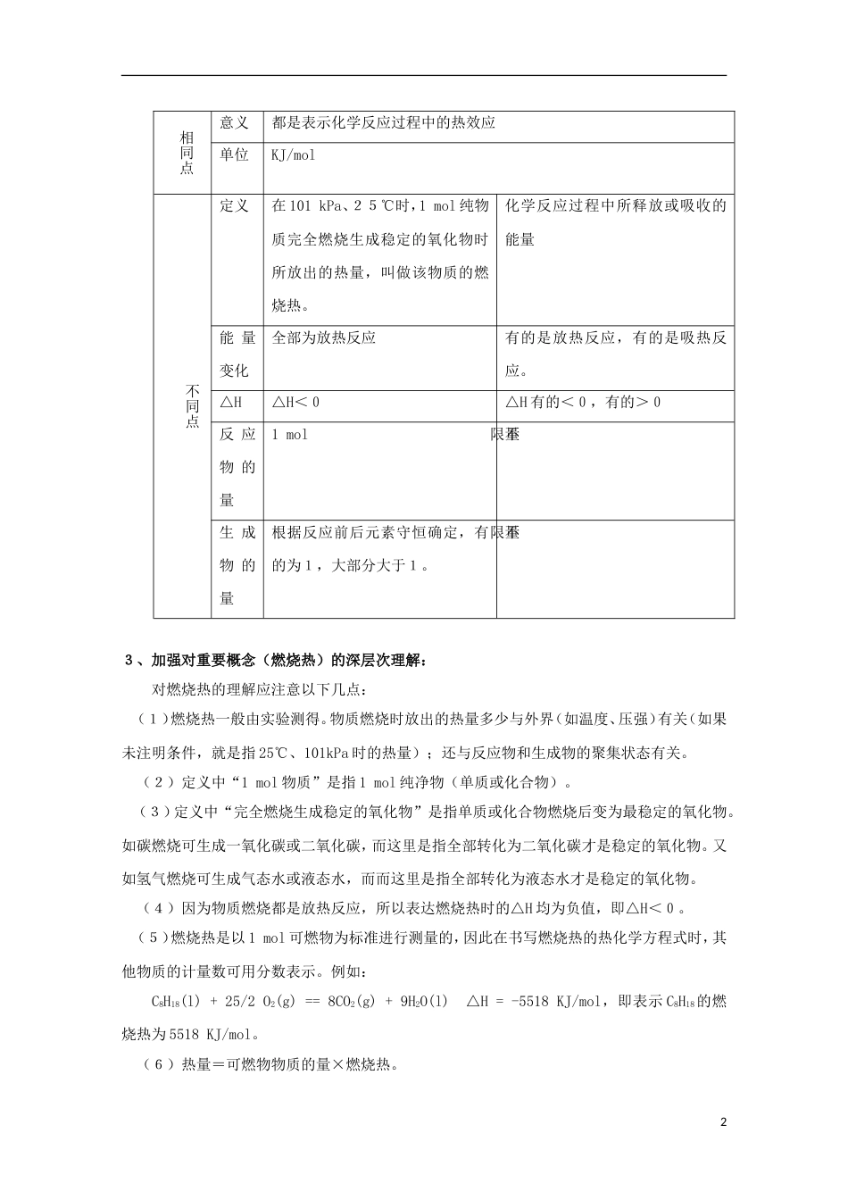 高中化学第一章化学反应与能量1.2燃烧热能源教案2选修4_第2页