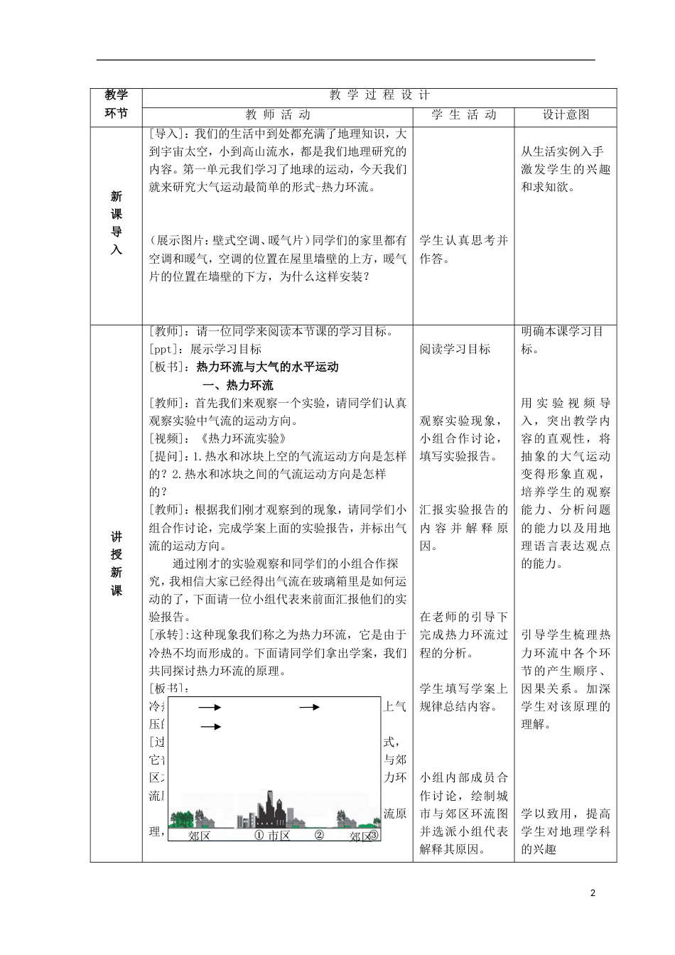 高中地理第二章自然环境中的物质运动和能量交换大气环境热力环流和大气的水平运动教案湘教必修_第2页