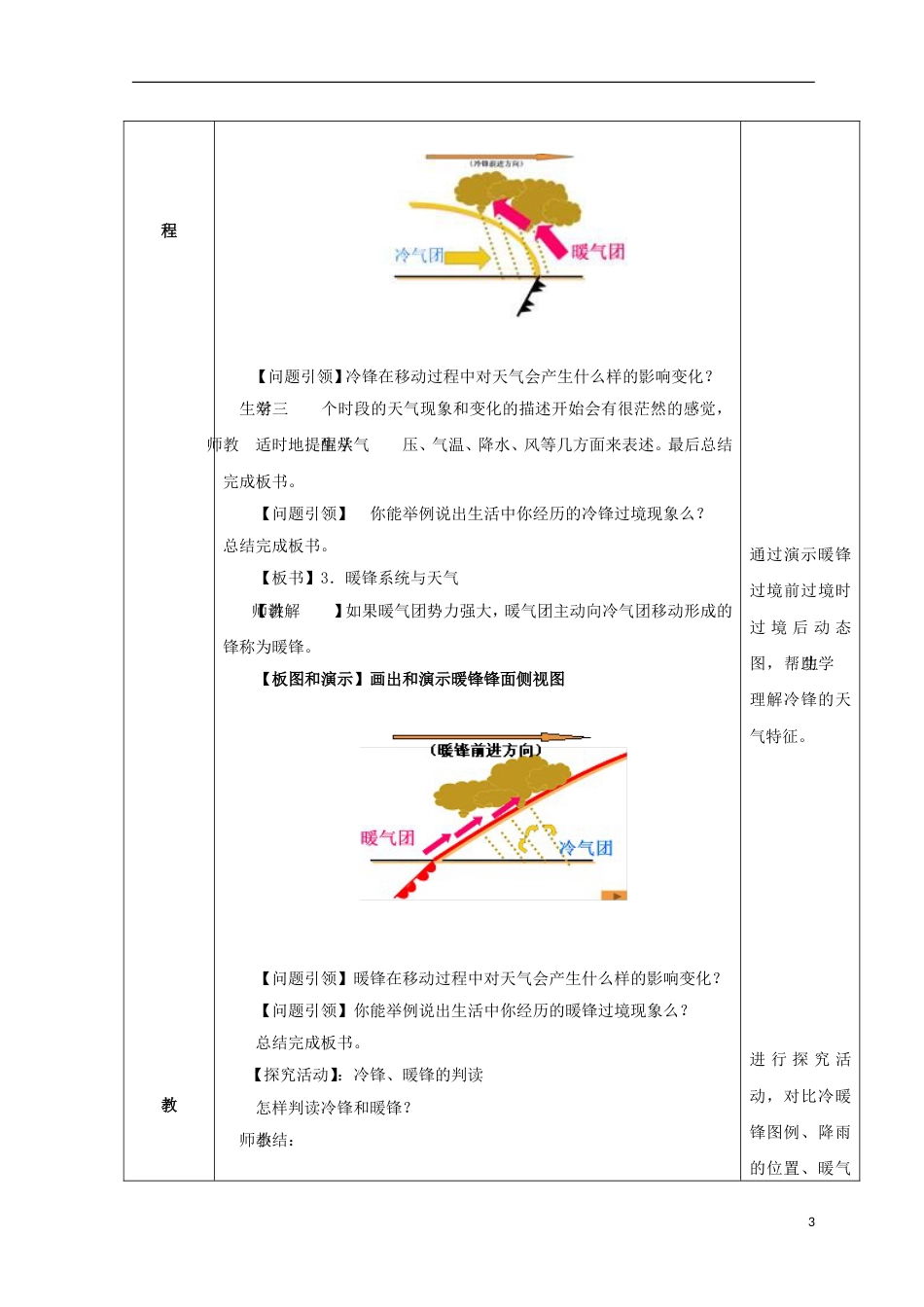 高中地理第二章地球上的大气常见天气系统时教案新人教必修_第3页