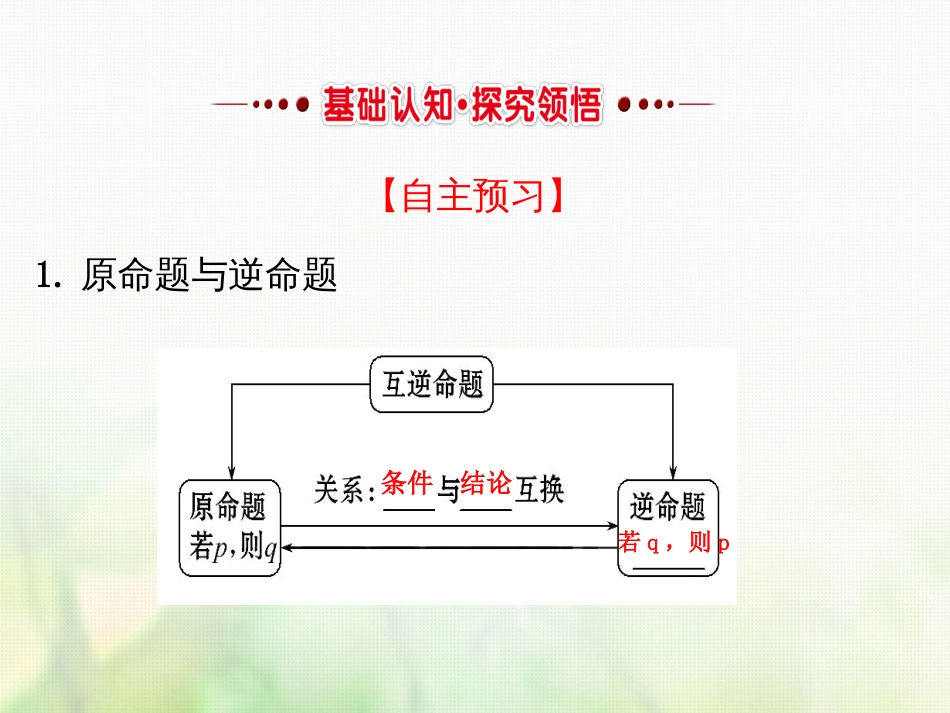 高中数学 第一章 常用逻辑用语 1.1.2 四种命题课件4 新人教A版选修1_第2页