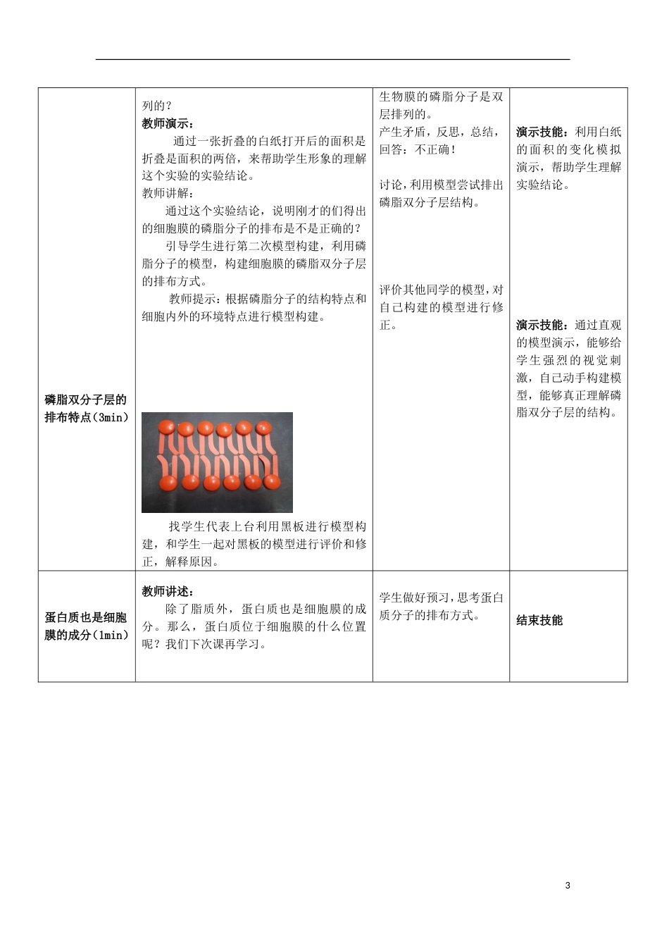 高中生物4.2生物膜的流动镶嵌模型教学设计必修1_第3页