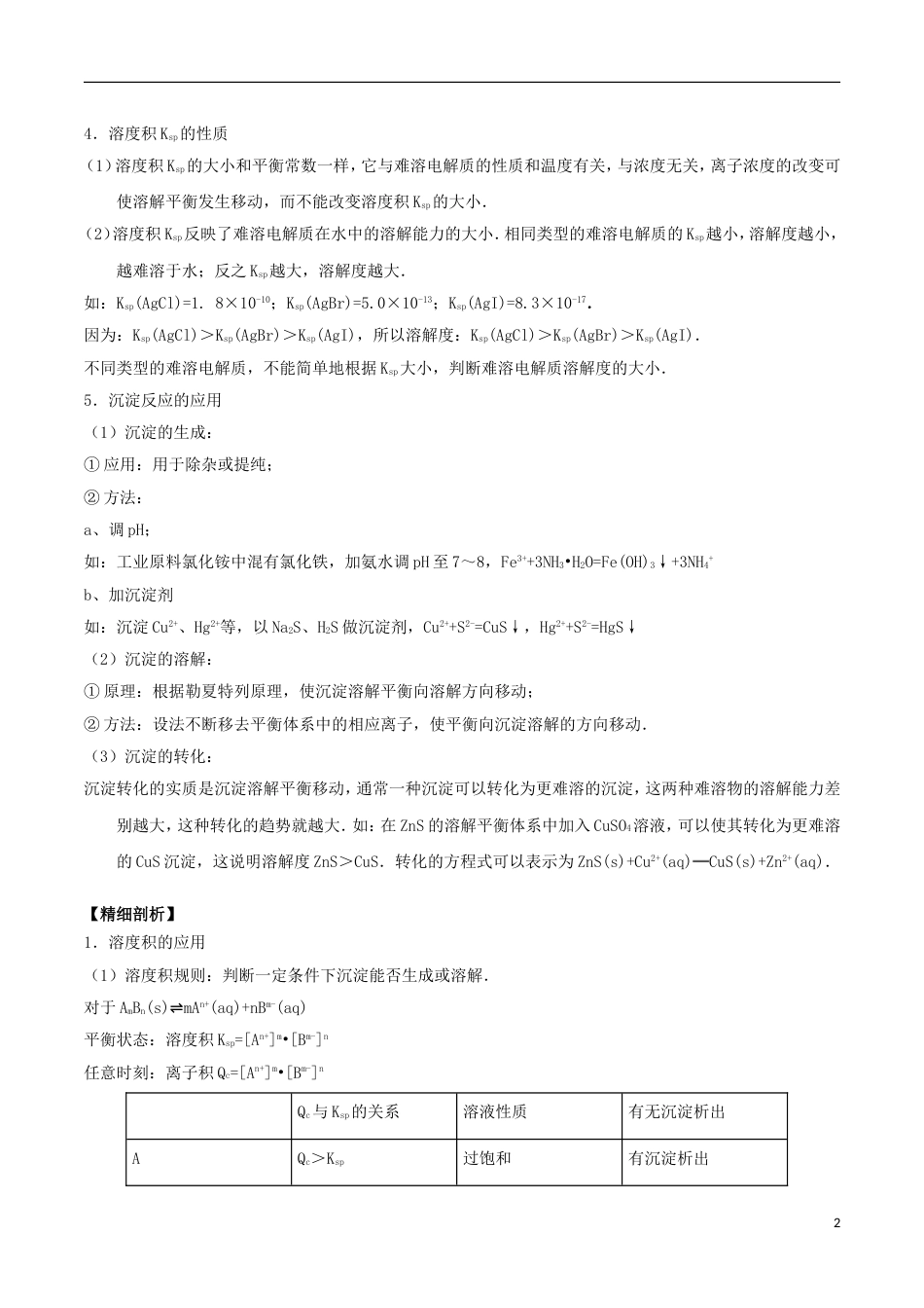 高中化学最困难考点系列考点难溶电解质的溶解平衡及沉淀转化的本质新人教选修_第2页