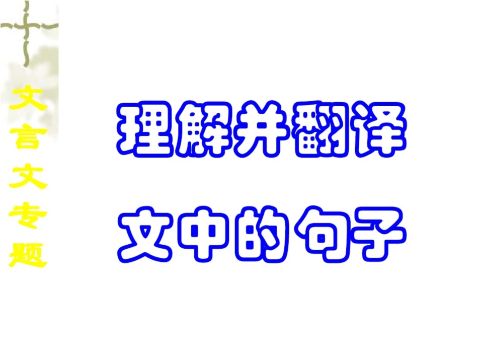 高考语文第二轮专题复习文言文翻译_第1页