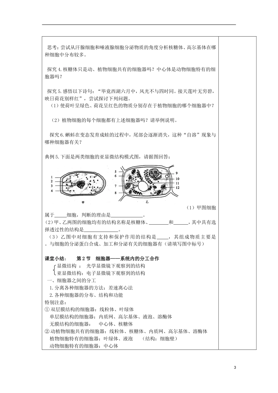 高中生物第三章细胞的基本结构32细胞器系统内的分工教案新人教必修1_第3页