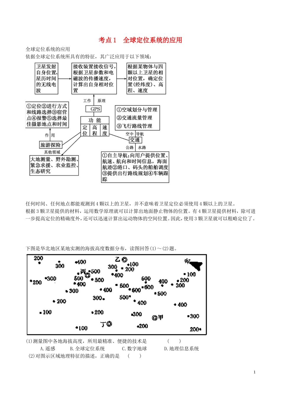 高中地理最拿分考点系列考点全球定位系统的应用新人教必修_第1页