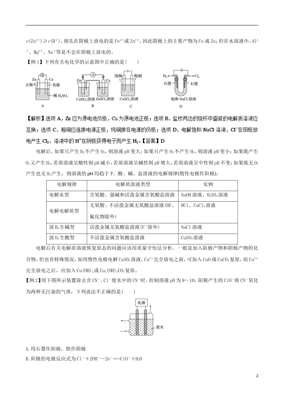 高中化学考点过关下考点电解池的工作原理及应用新人教选修_第2页