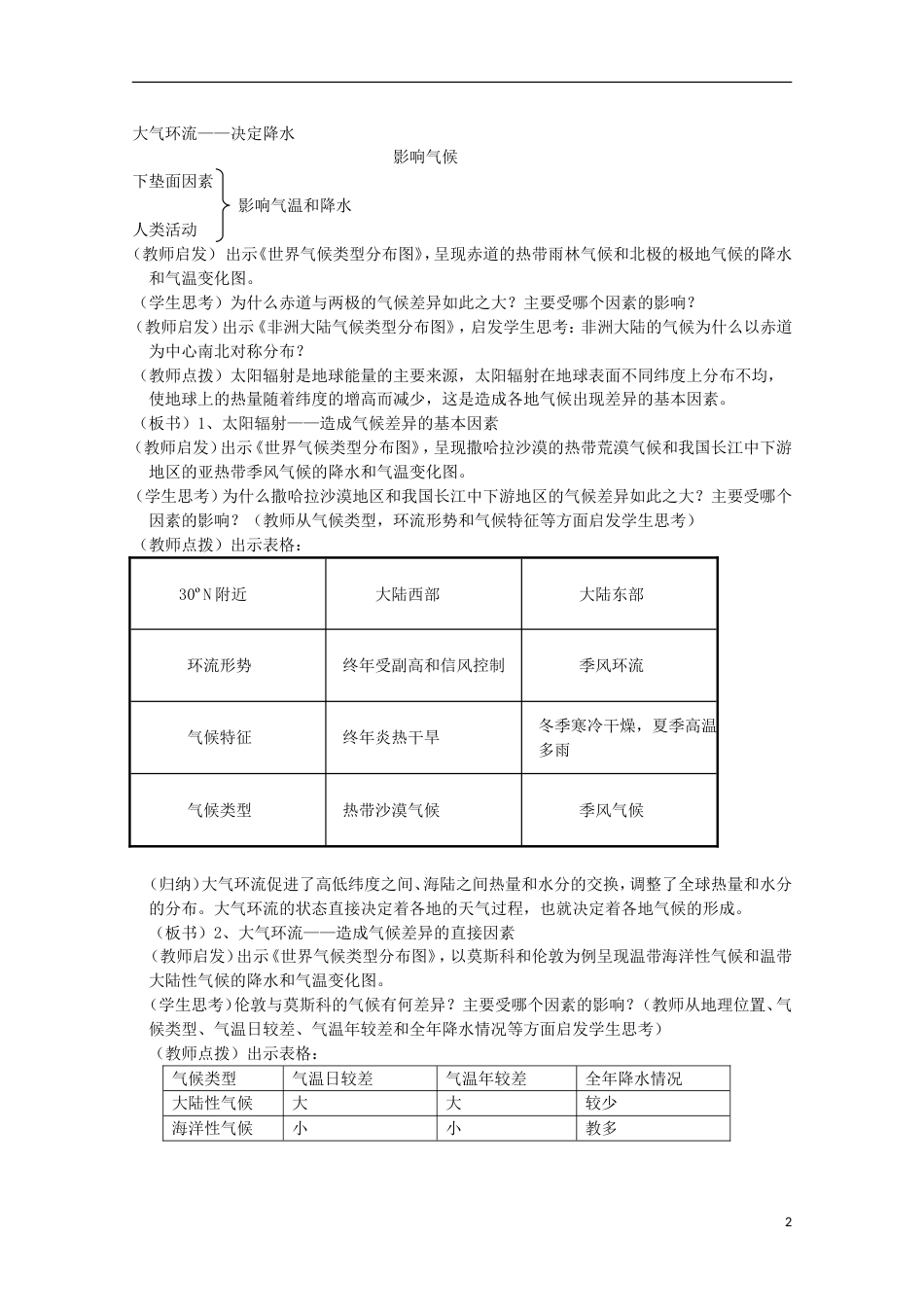 高中地理第三章地理环境的整体性和域差异3.1气候在地理环境中的作用教案中图版必修1_第2页