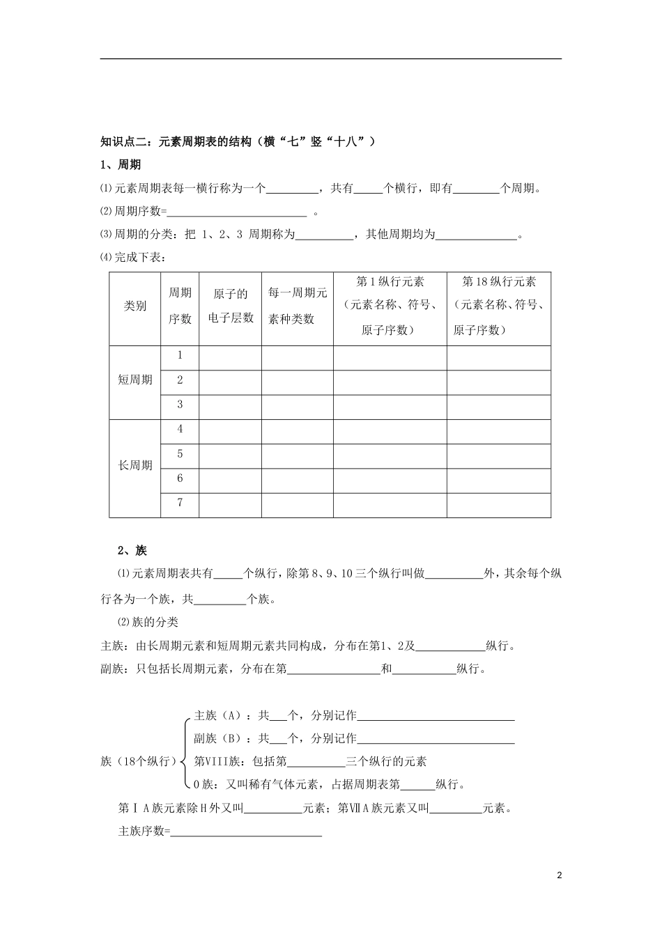 高中化学第一章物质结构元素周期律元素周期表学案新人教必修_第2页
