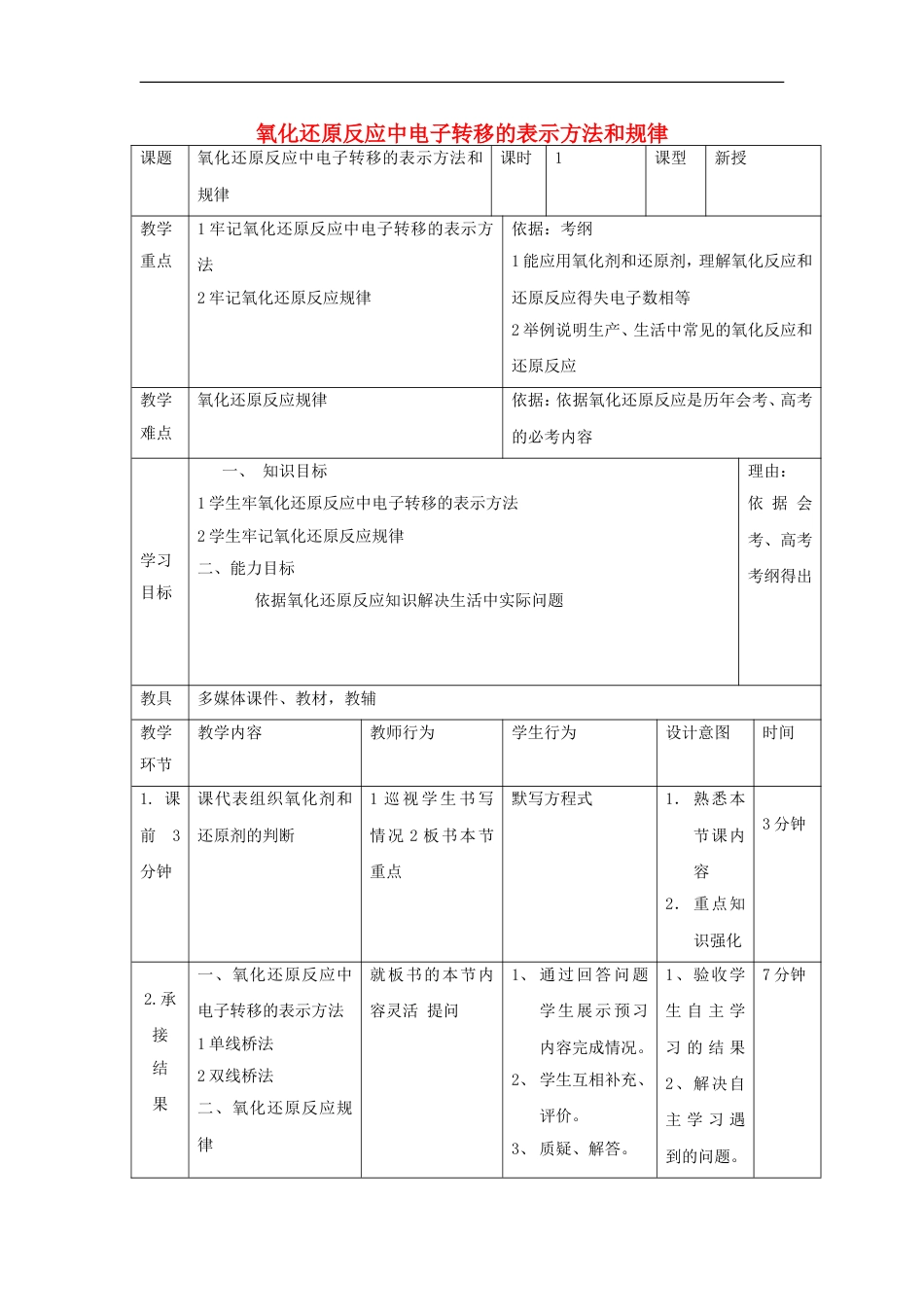 高中化学第二章化学物质及其变化单双线桥和规律教案新人教必修_第1页