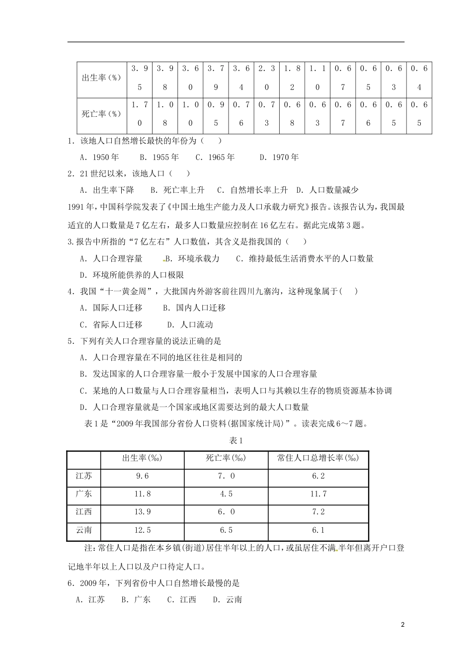 高中地理寒假学考复习限时训练十一新人教_第2页