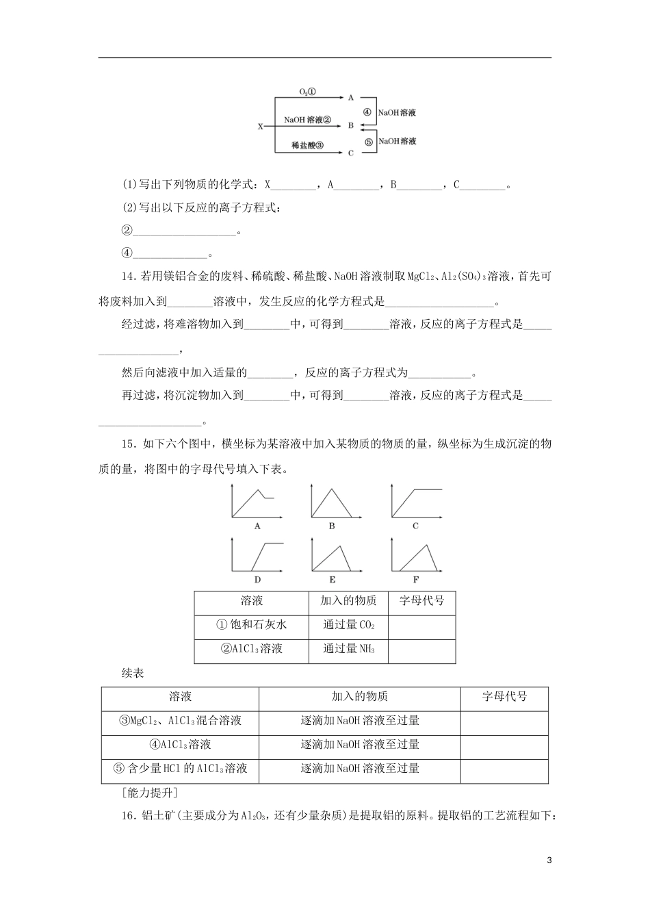 高中化学第三章金属及其化合物32几种重要的金属化合物课时2训练1新人教必修1_第3页