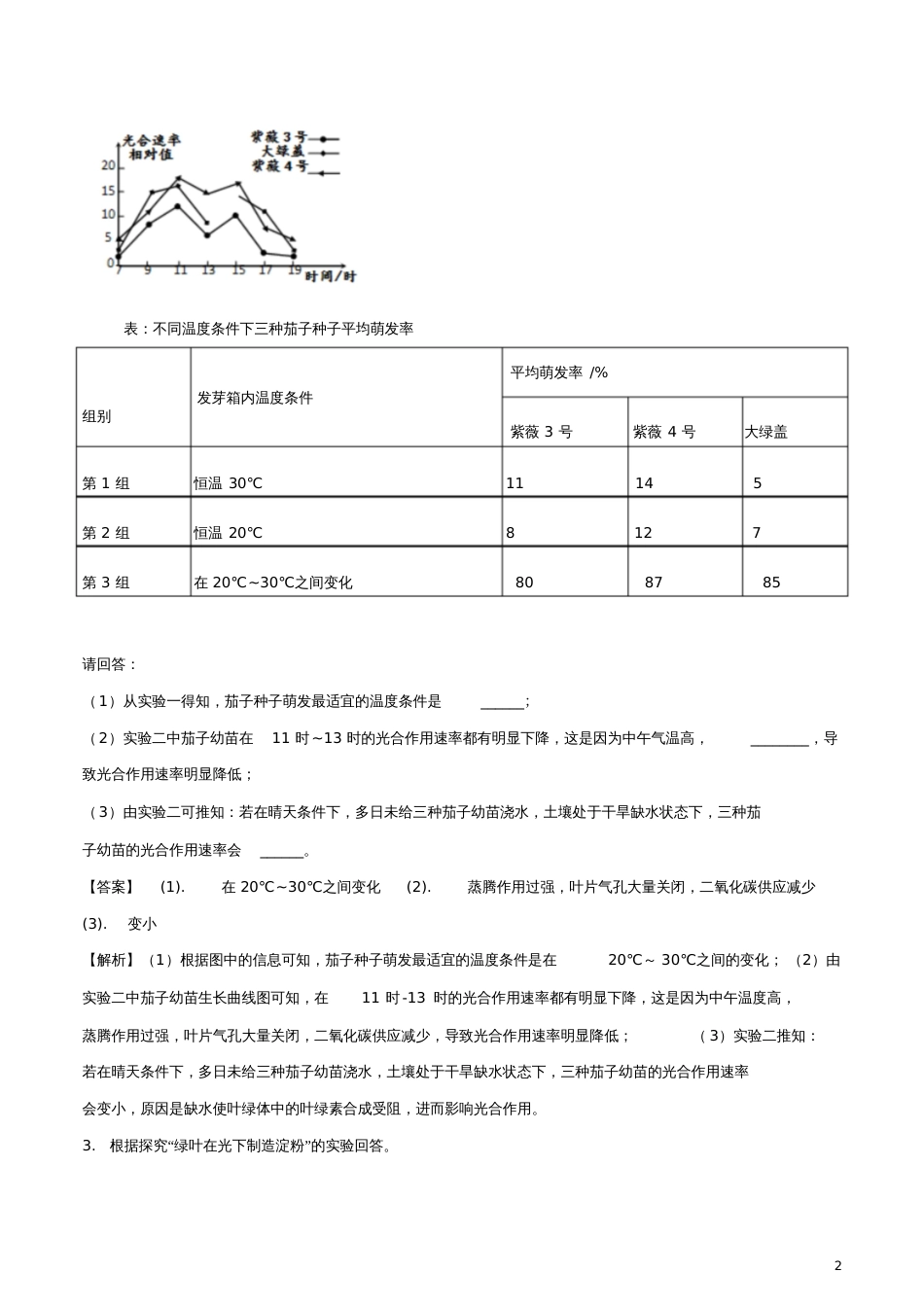 2017中考生物冲刺复习实验探究题生物部分专题练习(含解析)_第2页