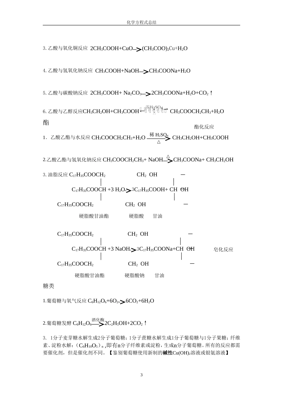 高中化学苏教版必修二化学方程式总结_第3页