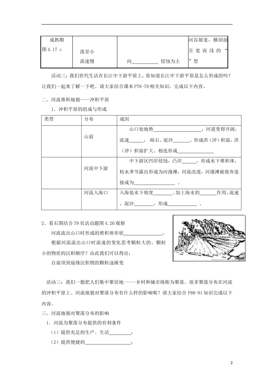 高中地理第四章地表形态的塑造河流地貌的发育学案无答案新人教必修_第2页