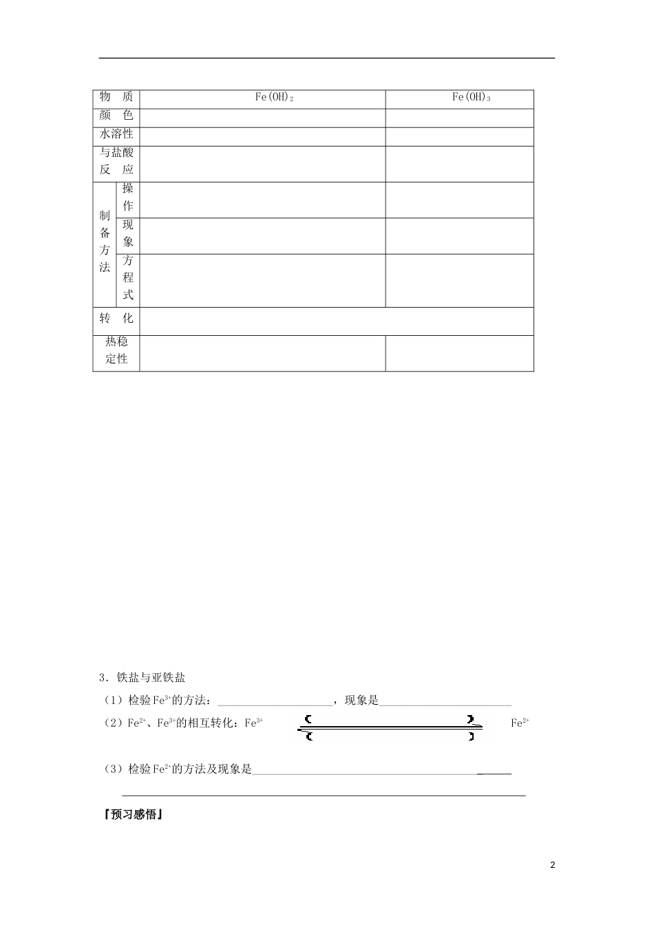 高中化学第三章金属及其化合物323几种重要的金属化合物导学案新人教必修1_第2页