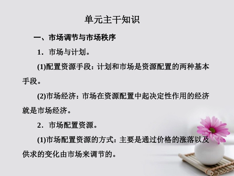 高中政治 第四单元 发展社会主义市场经济单元主干知识课件 新人教版必修_第1页