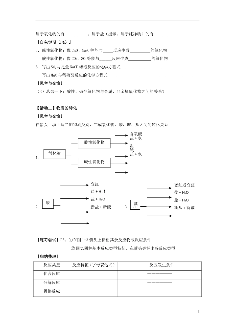 高中化学物质的分类与转化导学案必修_第2页