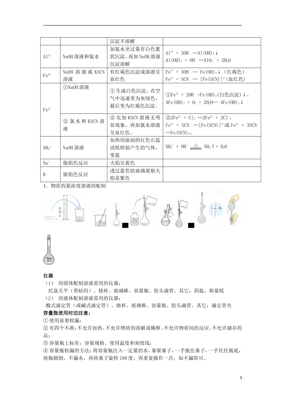 高中化学第一章从实验学化学复习学案新人教必修_第3页