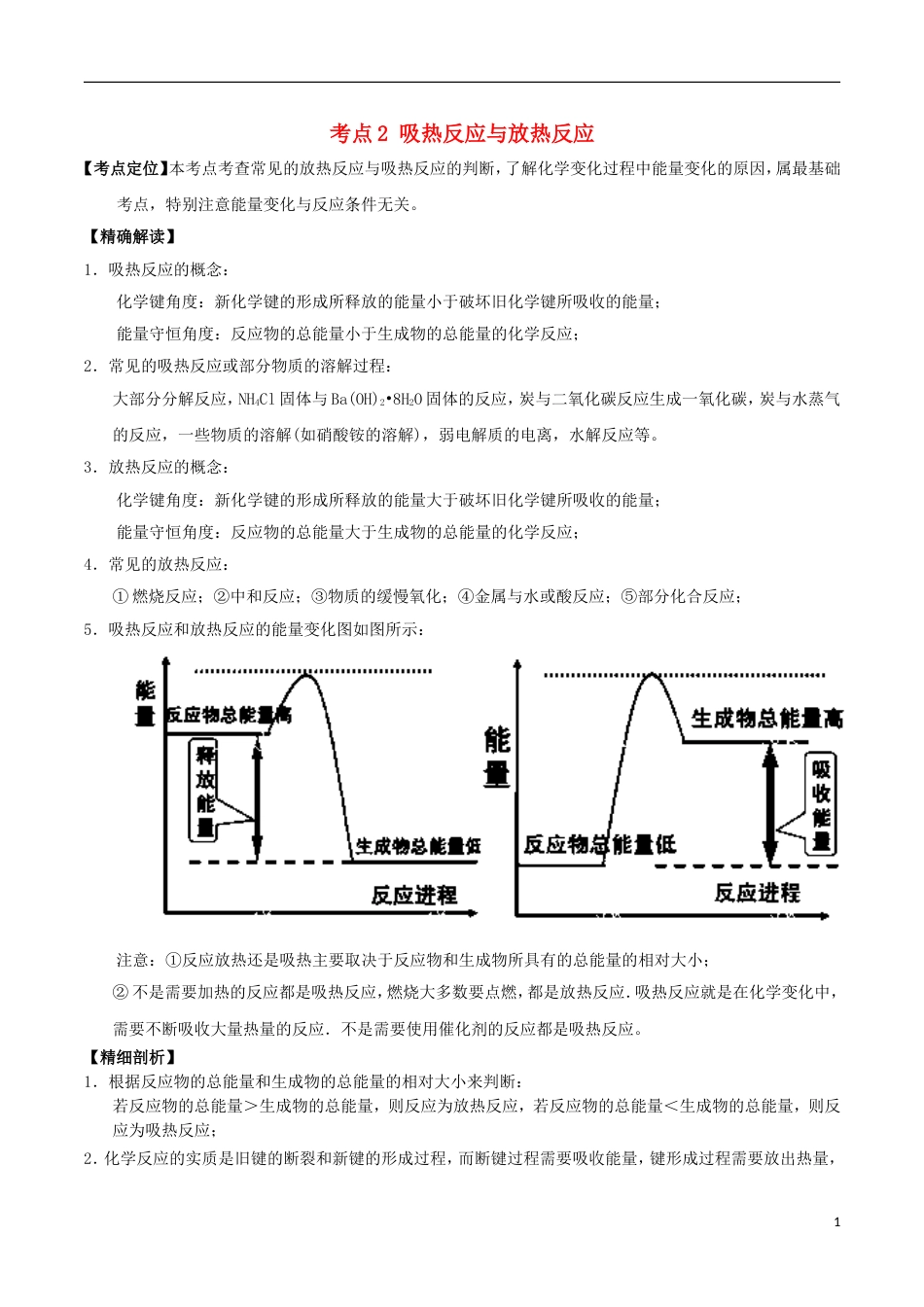 高中化学最基础考点系列考点吸热反应与放热反应新人教选修_第1页