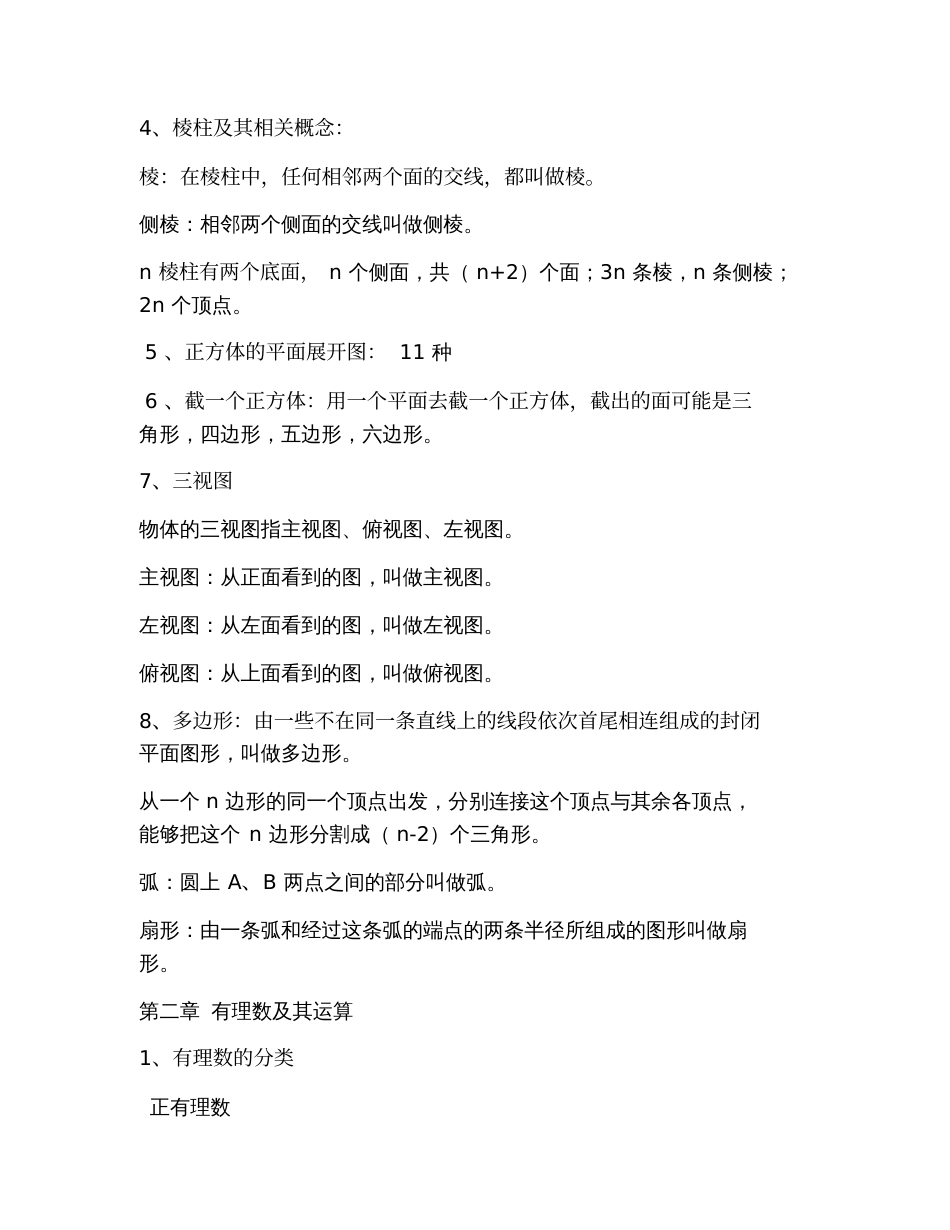 2019初中一年级数学知识点总结(上册)_第2页