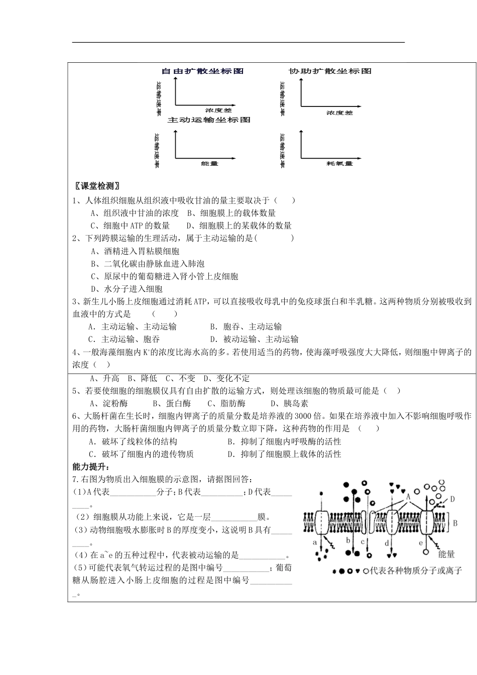 高中生物第四章细胞的物质输入和输出物质跨膜运输的方式导学案新人教必修_第3页