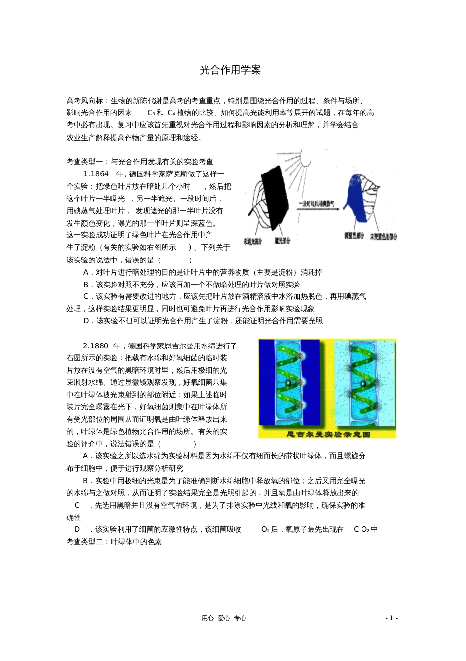 高中生物光合作用学案_第1页