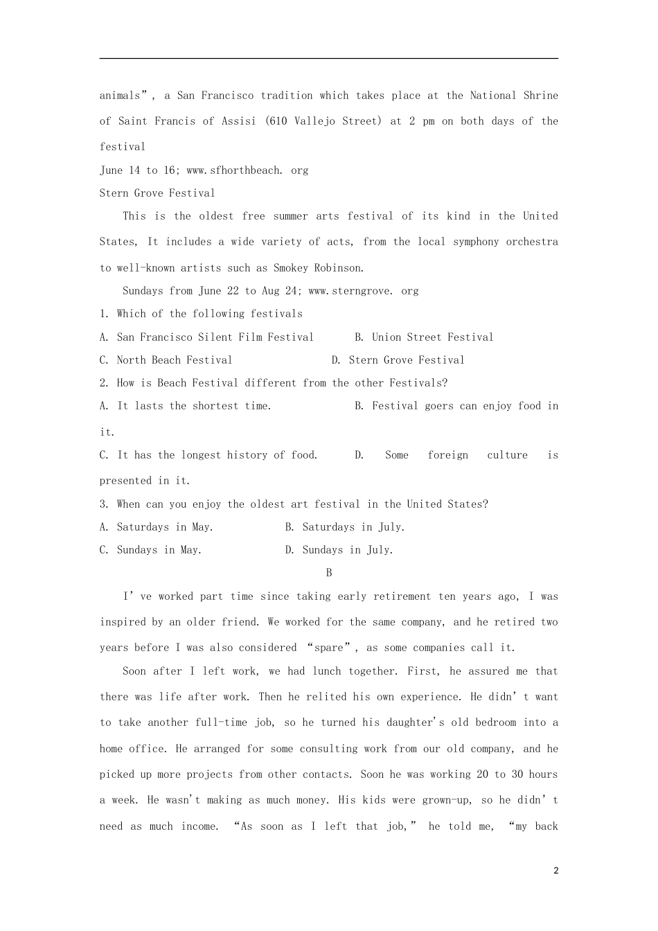 高台高三英语上学期第五次模拟月试题_第2页