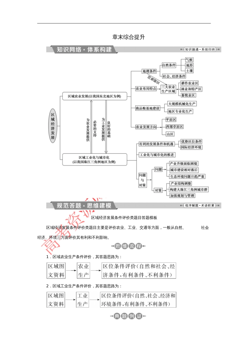 2018年高考地理大一轮复习第十五章区域经济发展章末综合提升试题_第1页