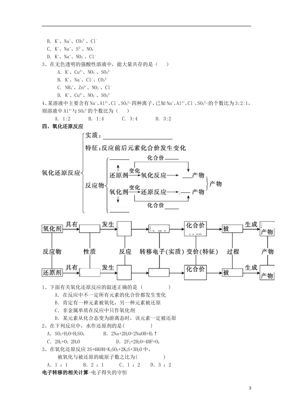 高中化学第章化学物质及其变化复习学案新人教必修_第3页