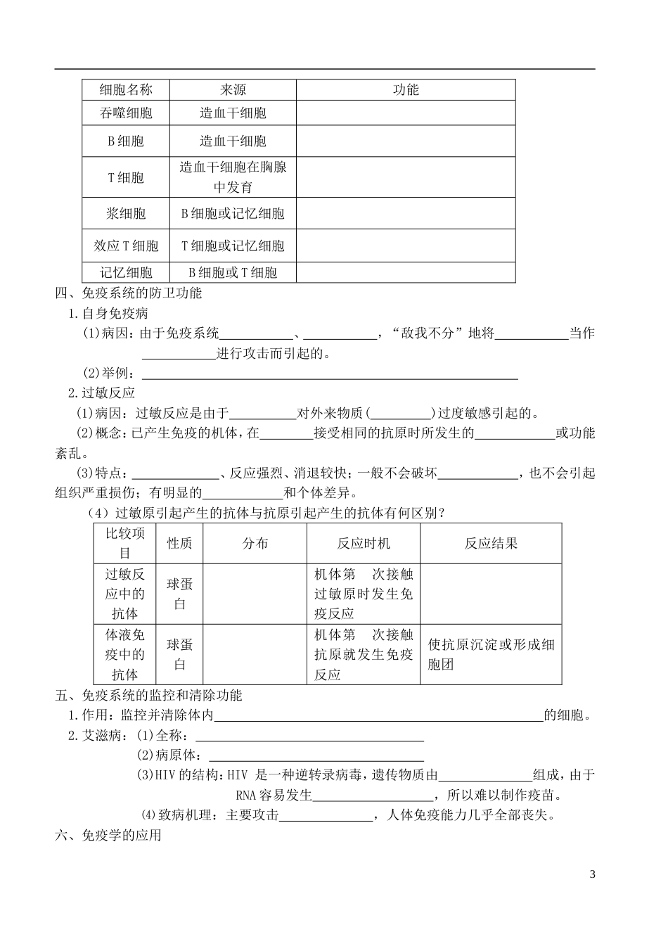 高中生物第二章动物和人体生命活动的调节2.4免疫调节学案必修3_第3页