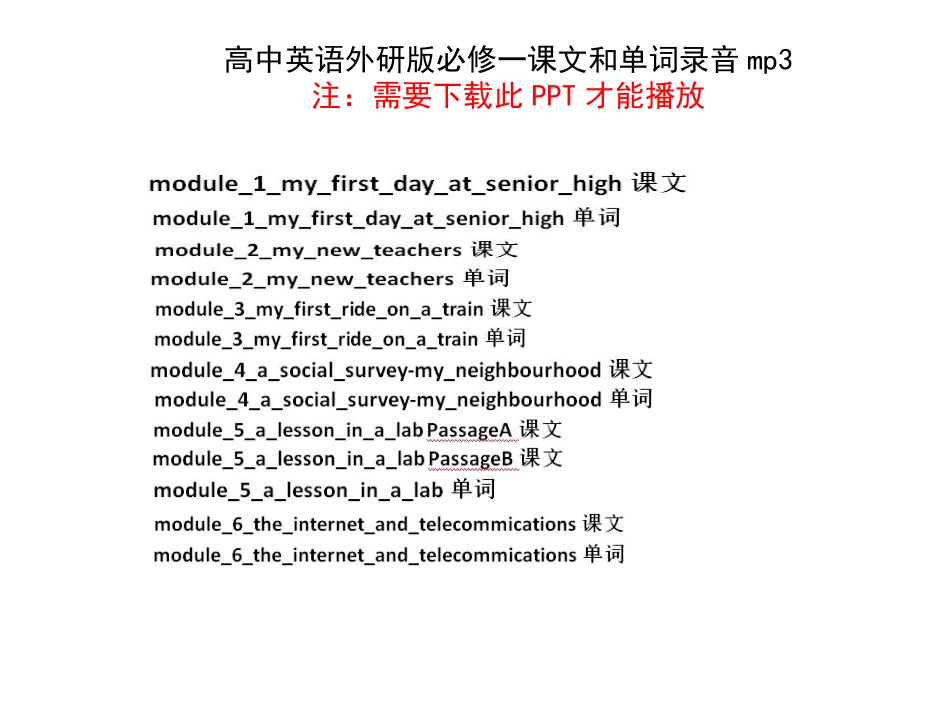 高中英语外研版必修一课文和单词录音mp_第1页