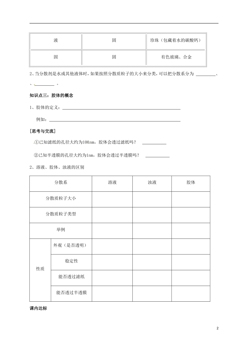 高中化学第二章化学物质及其变化分散系及其分类学案新人教版必修_第2页